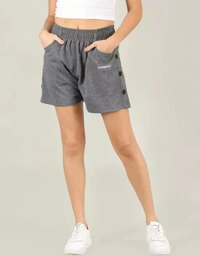 Neha Collection Fancy Women's Solid Grey Shorts - Gray, 34