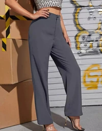 Neha Collection Women's Regular Fit Cotton Blend Formal Pant - Grey, 26