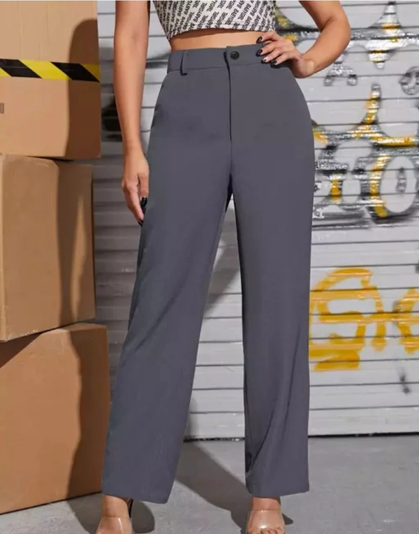 Neha Collection Women's Regular Fit Cotton Blend Formal Pant - Grey, 26