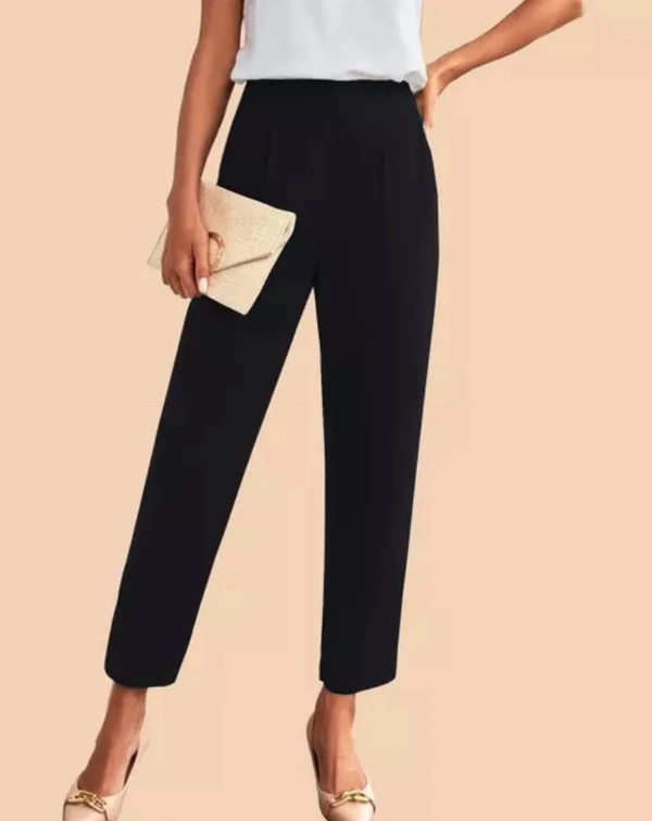 Neha Collection Women's Formal Polyester Blend High Waist With Pocket Style Pant - Black, 32