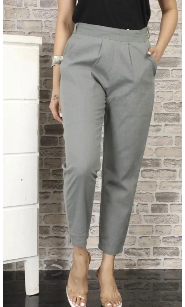 Neha Collection Women's Trendy Cotton Pants - Gray, M