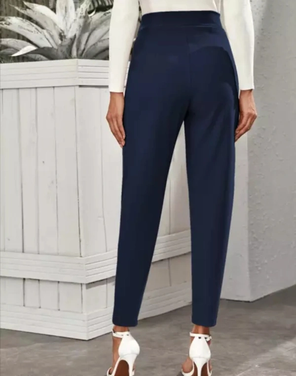 Neha Collection Women's Polyester Blend Formal Pant - Navy Blue, 34