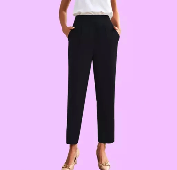 Neha Collection Women's Solid Pleated Black Pant - Black, 34