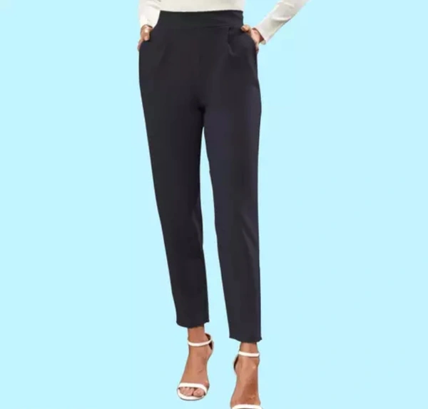 Neha Collection Women's High Waist Casual Polyester Pant - Black, 32