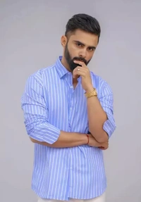 Neha Collection Men's Cotton Blend Shirt - Blue, XL