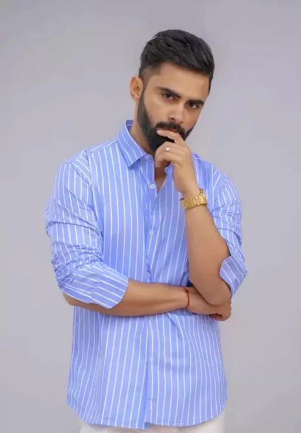 Neha Collection Men's Cotton Blend Shirt - Blue, XL