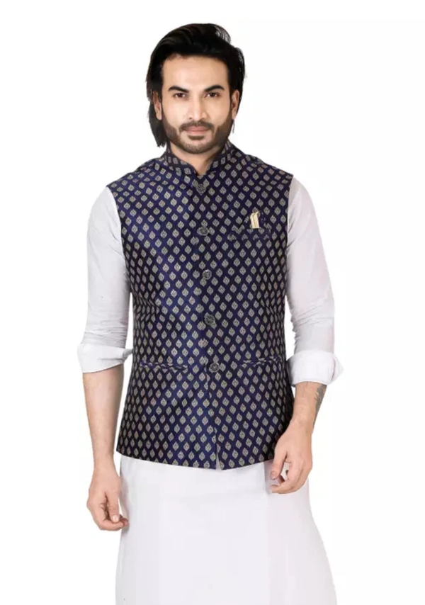 Neha Collection Men's Fancy Stylish Neharu Jacket For - Blue, S