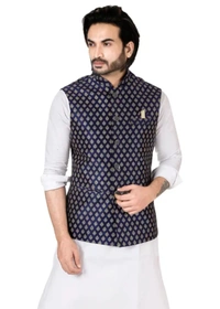 Neha Collection Men's Fancy Stylish Neharu Jacket For - Blue, S