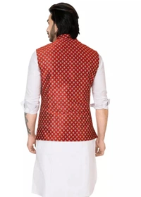 Neha Collection Men's Nehru Jacket - Maroon, M