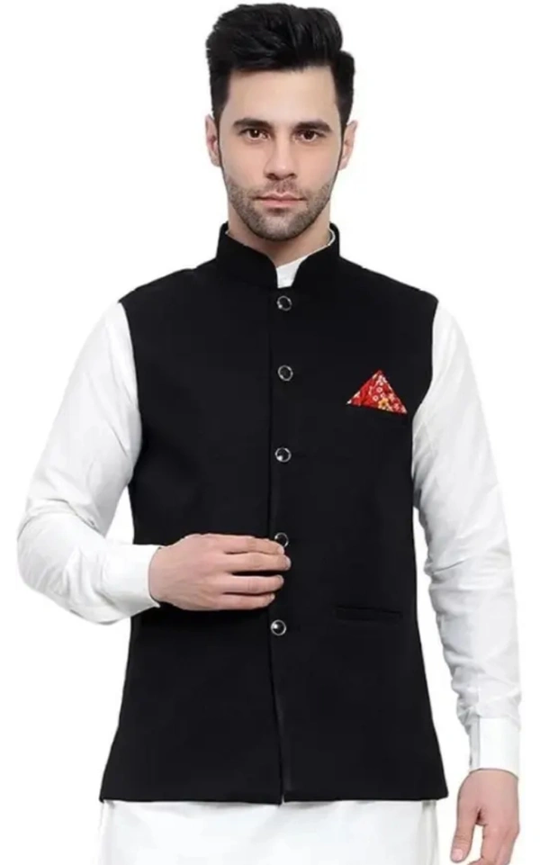 Neha Collection Men's Ethnic Jacket - Black, XXL
