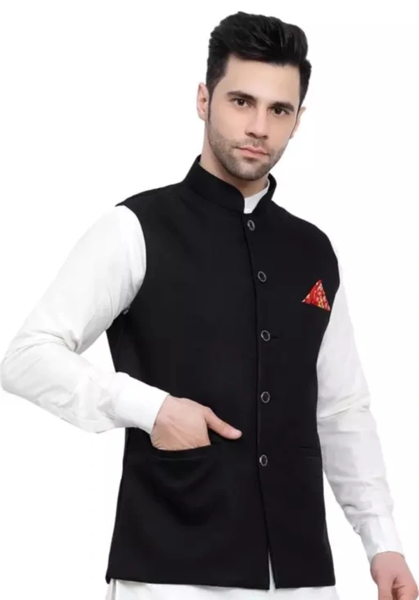 Neha Collection Men's Ethnic Jacket - Black, XXL