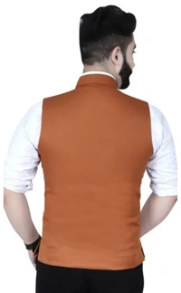 Neha Collection Men's Partywear Casual Nahru Jacket - Orange, XL