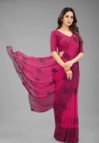 Neha Collection Women's Trendy Chiffon Saree - Pink, Free Size