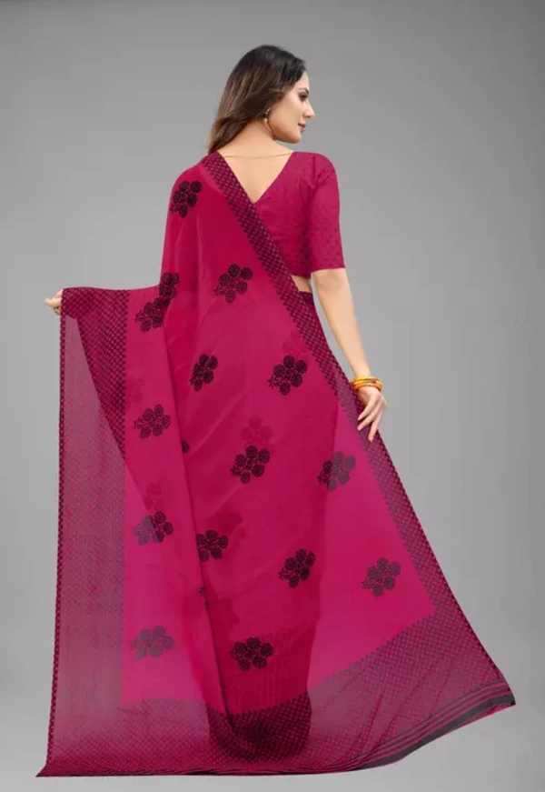 Neha Collection Women's Trendy Chiffon Saree - Pink, Free Size