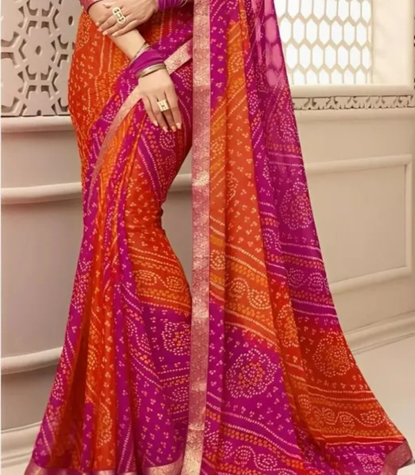 Neha Collection Women's Stylish Chiffon Saree - Red, Free Size