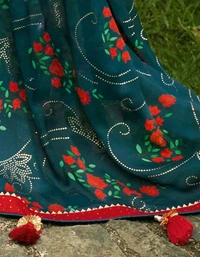 Neha Collection Women's Green Foil Printed Chiffon Saree - Green, Free Size