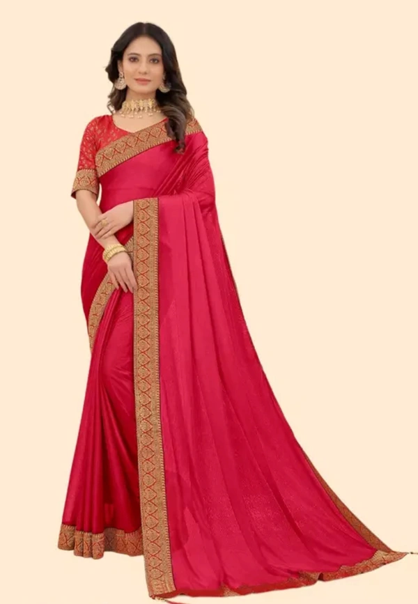 Neha Collection Women's New Soft Silk Saree - Red, Free Size