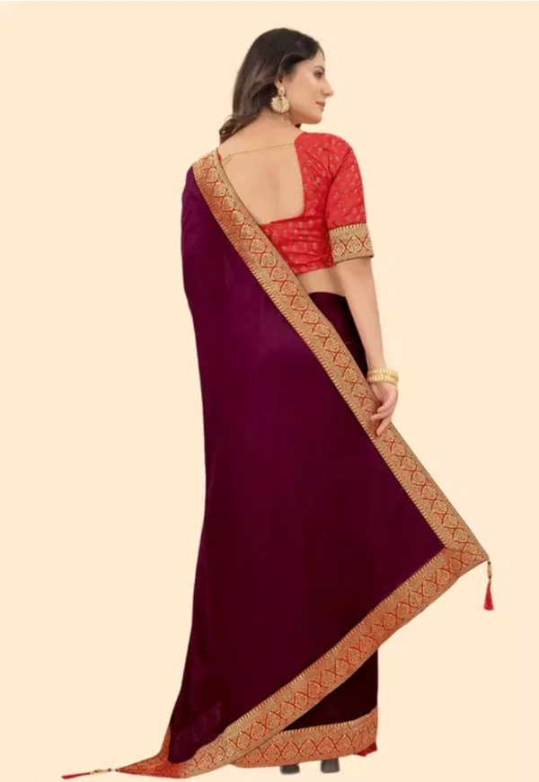 Neha Collection Women's New Soft Silk Saree - Purple, Free Size