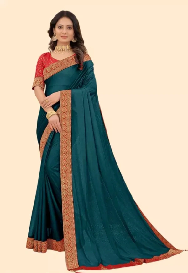 Neha Collection Women's New Soft Silk Saree - Teal, Free Size