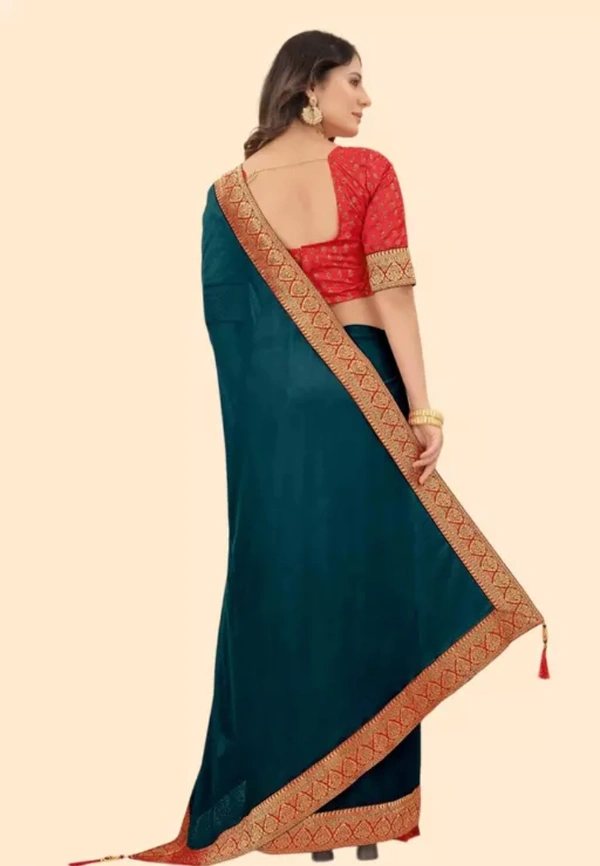 Neha Collection Women's New Soft Silk Saree - Teal, Free Size