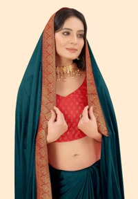 Neha Collection Women's New Soft Silk Saree - Teal, Free Size