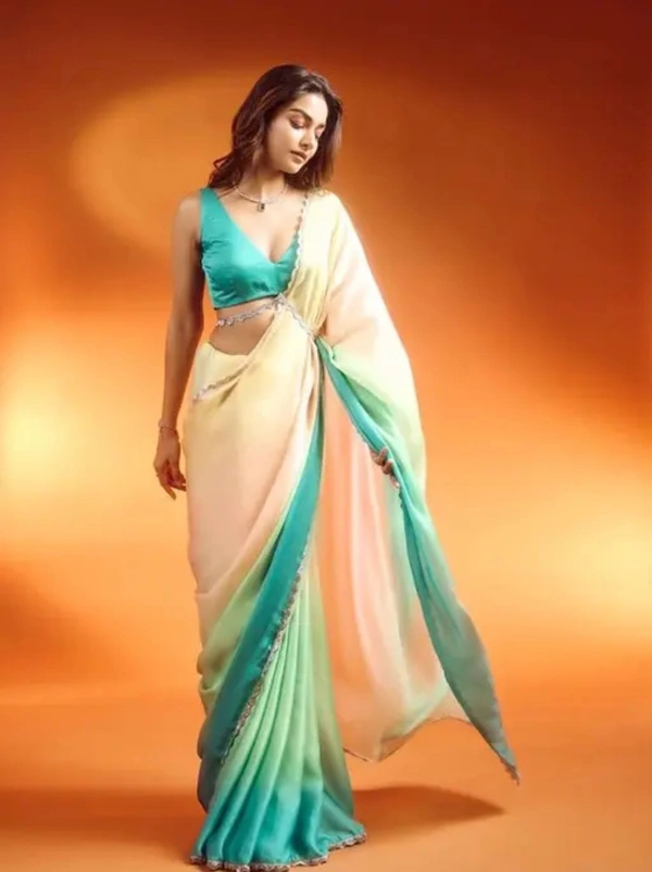 Neha Collection Women's Ombre Chiffon Saree - Free Size
