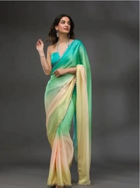 Neha Collection Women's Ombre Chiffon Saree - Free Size
