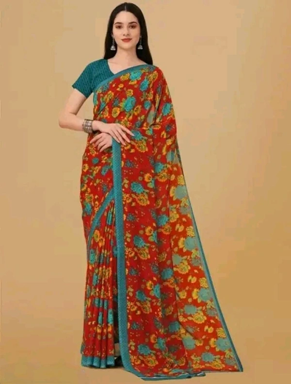 Neha Collection  Glamorous Georgette Saree with Blouse piece - Red