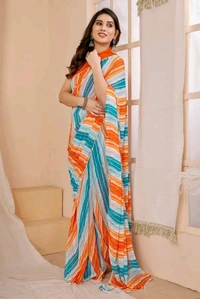 Neha Collection Ready To Wear Georgette Saree with Blouse piece - Yellow Sea