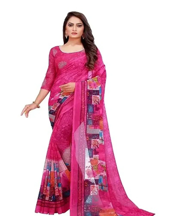 Neha Collection  Georgette Floral Print Printed Saree With Unstithed Blouse