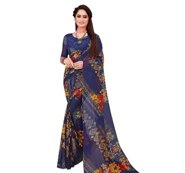Neha Collection  Georgette Floral Print Printed Saree With Unstithed Blouse