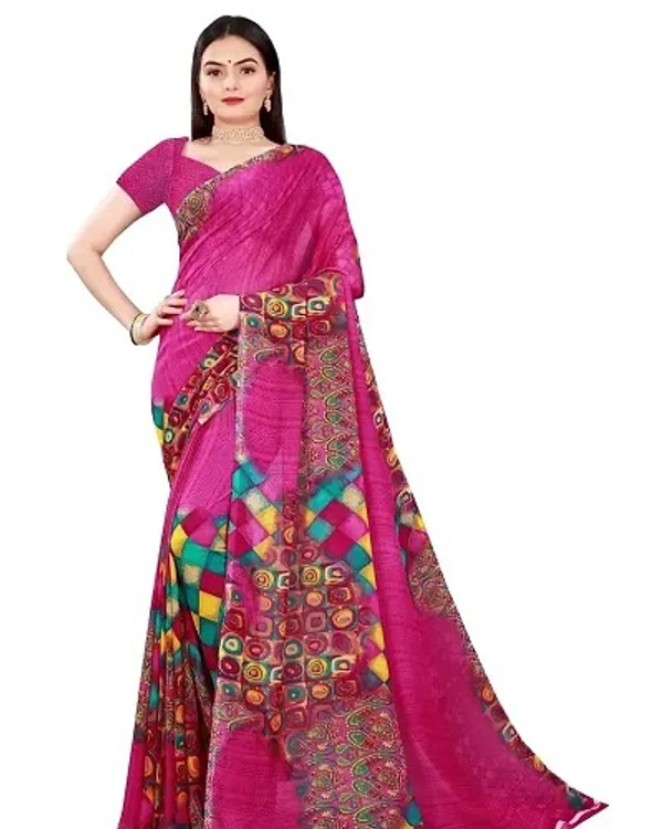 Neha Collection  Georgette Floral Print Printed Saree With Unstithed Blouse