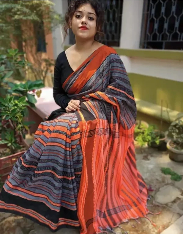 Neha Collection Women Handloom Cotton Saree - Free Size