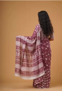 Neha Collection Women Trendy Cotton Mulmul Saree With Blouse - Light Pink, Free Size