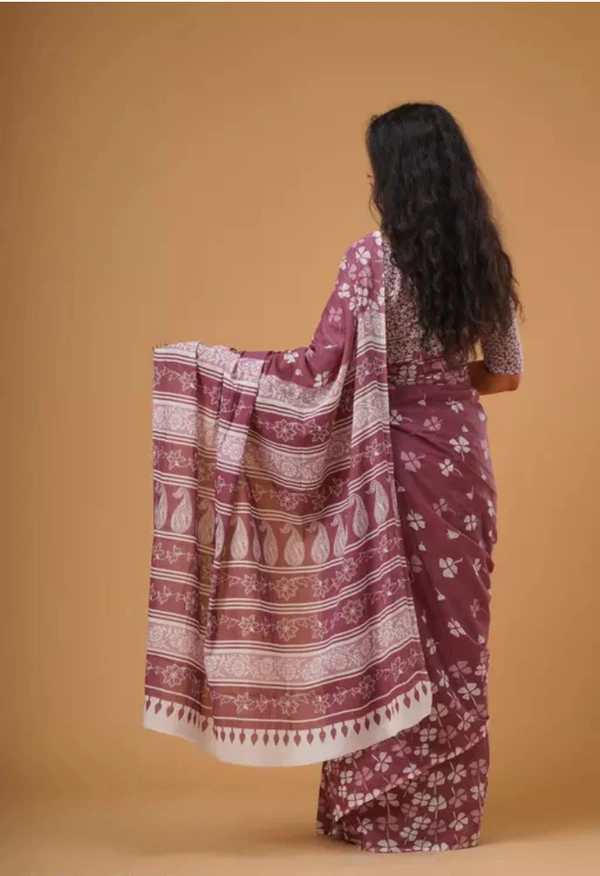 Neha Collection Women Trendy Cotton Mulmul Saree With Blouse - Light Pink, Free Size