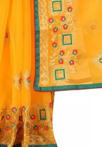 Neha Collection Women Kanha Fashion Silicon Net Orgenza Saree With Blouse - yellow, Free Size