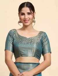 Neha Collection Women Trendy Organza Soft Silk Saree - Elm, Free Size