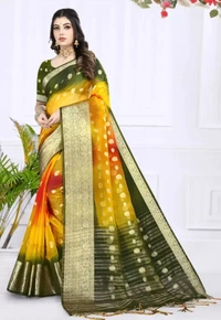 Neha Collection Women Organza Multicolour Saree - Free Size