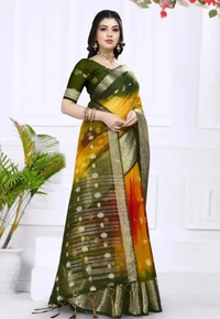 Neha Collection Women Organza Multicolour Saree - Free Size