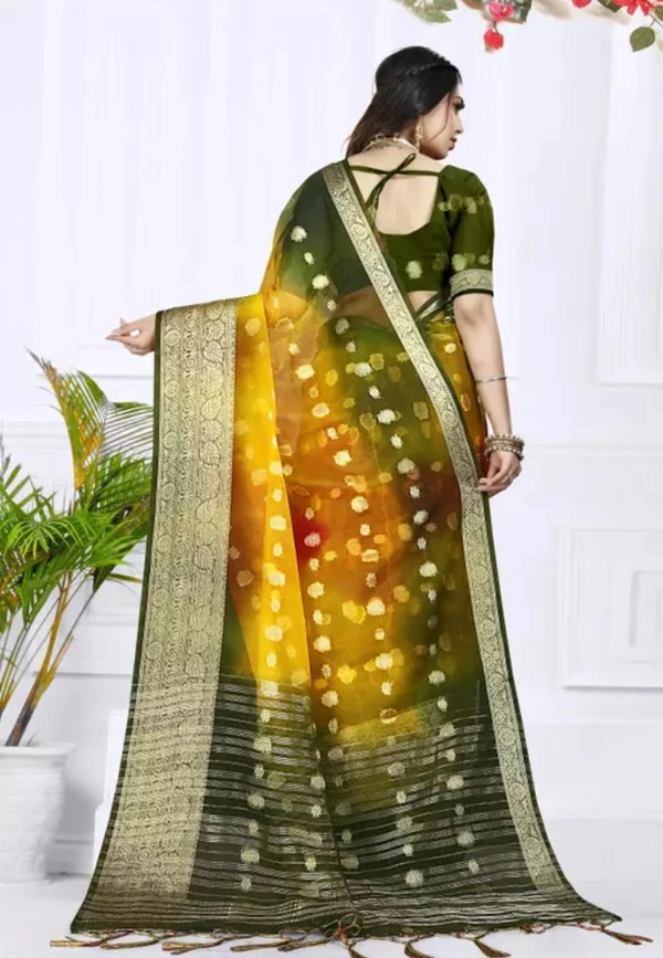 Neha Collection Women Organza Multicolour Saree - Free Size