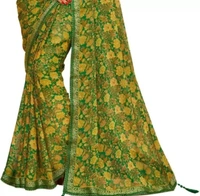 Neha Collection Women Floral Print Bollywood Chiffon Saree - Green, Free Size