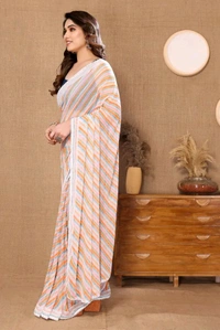 Neha Collection Women Georgette Printed Saree With Blouse  Saree - Yellow Orange