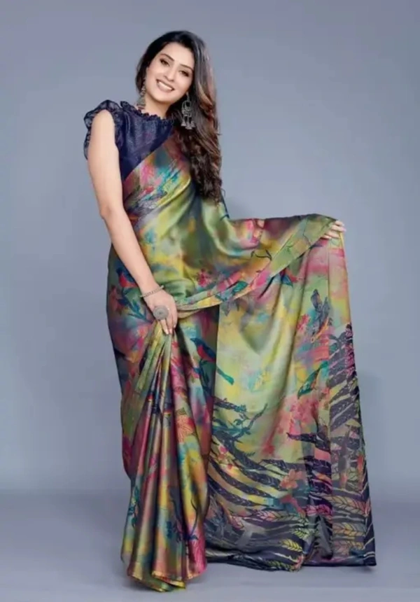 Neha Collection Women Black Rangoli Digital Print Saree - Free Size