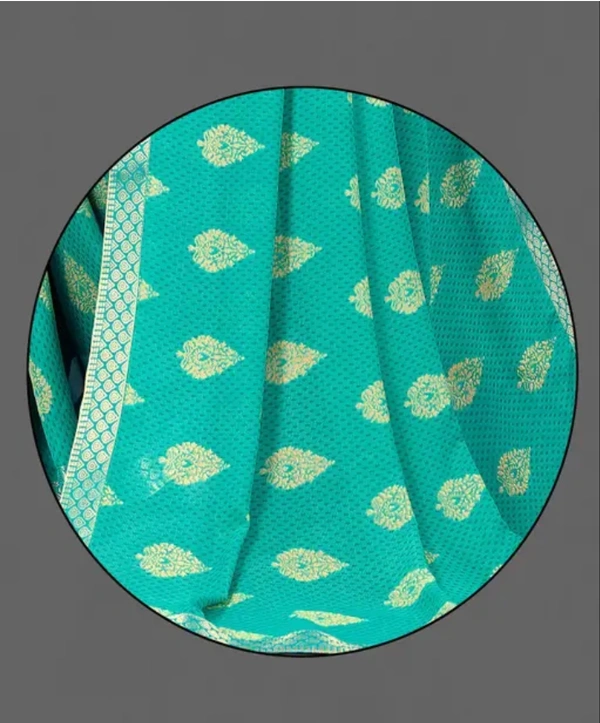Neha Collection Women Graceful Chiffon Saree - Fountain Blue, Free Size