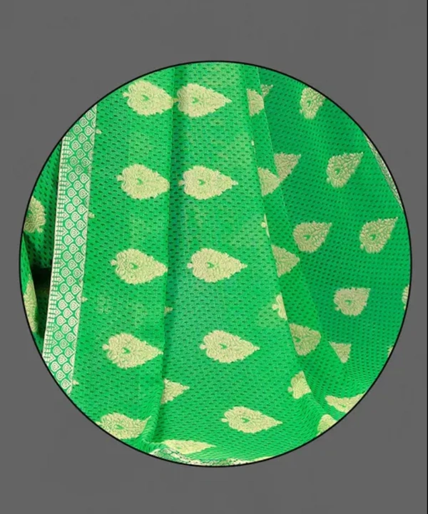 Neha Collection Women Graceful Chiffon Saree - Green, Free Size