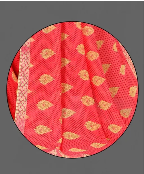 Neha Collection Women Graceful Chiffon Saree - Red, Free Size