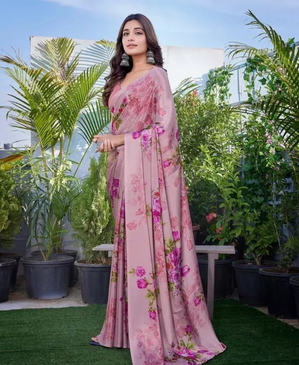 Neha Collection Women Exclusive Floral Printed Art Silk Saree - Light purple, Free Size