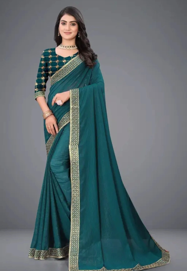 Neha Collection Women Plain Art Silk Saree - Sherpa Blue, Free Size