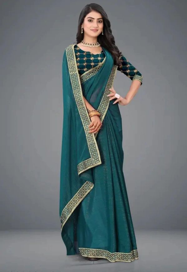 Neha Collection Women Plain Art Silk Saree - Sherpa Blue, Free Size