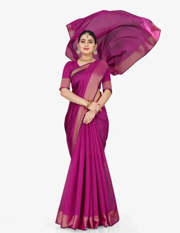 Neha Collection  Women Bsnarasi Art Silk Saree With Blouse - Dark Pink, Free Size